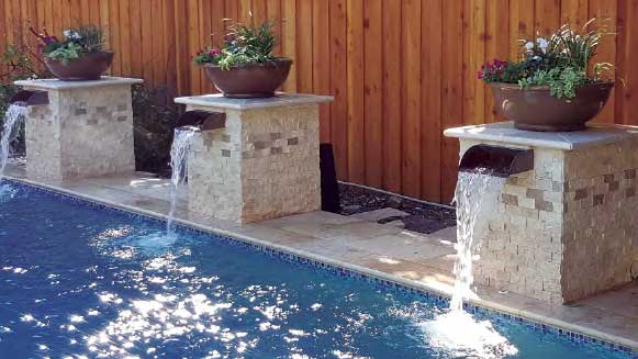 Travertine Pedestal Fountains Pool Features Hammered Fountain Pedestals